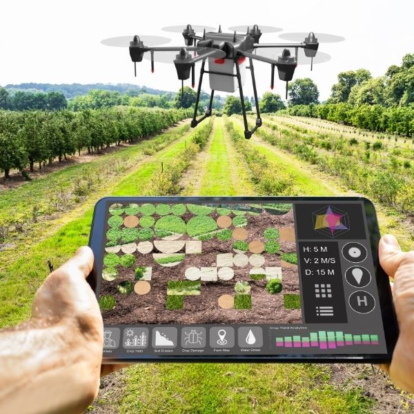 Farmer Using Drone And Tablet To Inspect Agribusiness