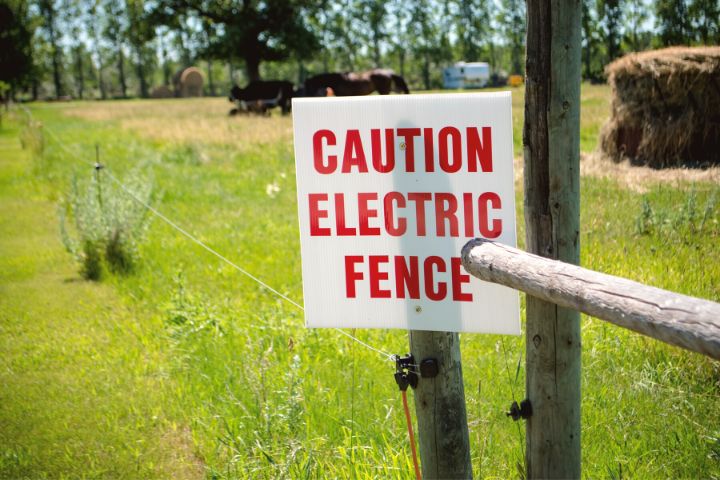 Electric Fence And Warning Sign